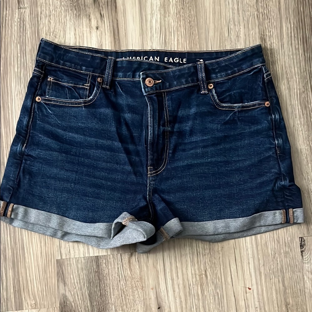 American Eagle Outfitters Blue Jean Shorts with Cuffed Hem